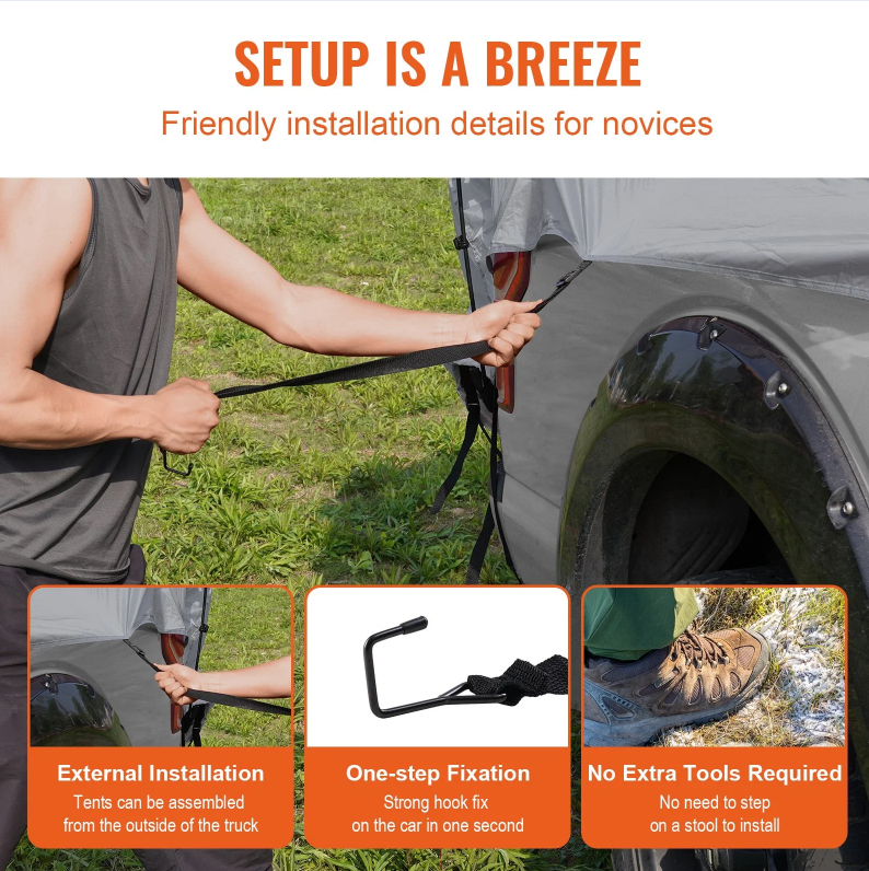 Basecamp Truck Bed Tent — 2-3 Person, Waterproof, Fits 5.5–6 ft Beds
