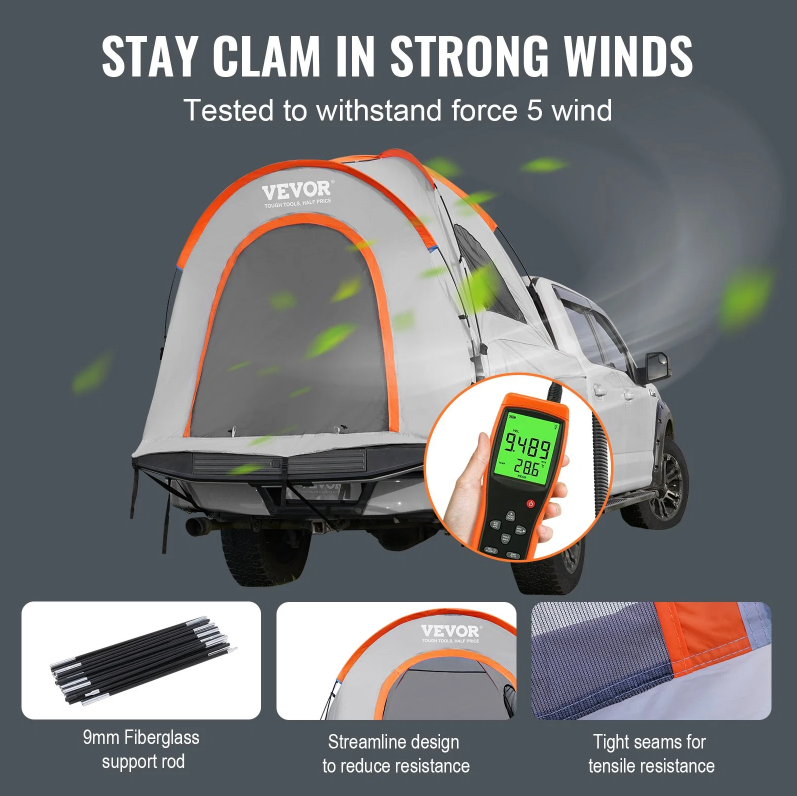 Basecamp Truck Bed Tent — 2-3 Person, Waterproof, Fits 5.5–6 ft Beds