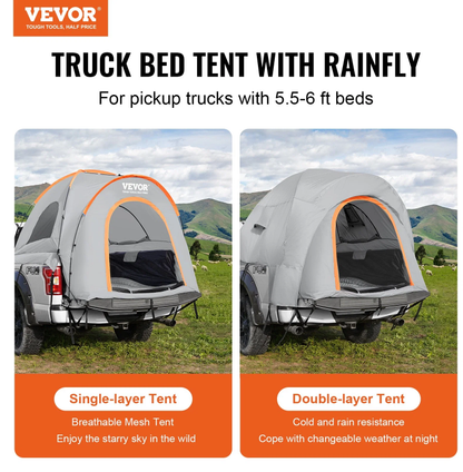 Basecamp Truck Bed Tent — 2-3 Person, Waterproof, Fits 5.5–6 ft Beds